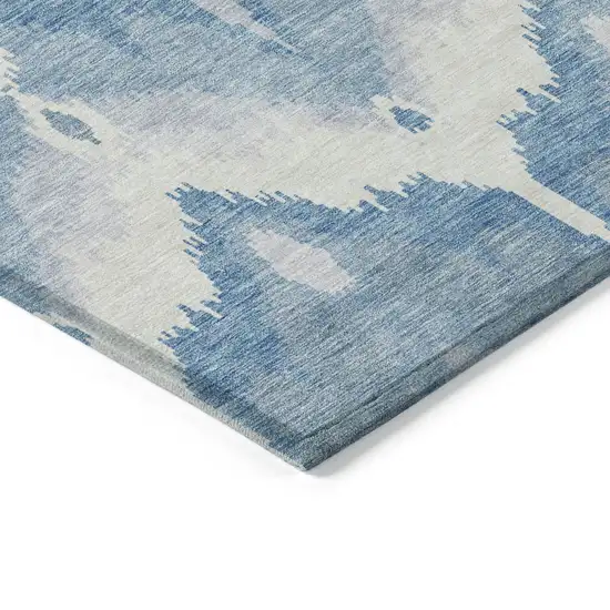 Denim Blue Sky Blue And Ivory Ikat Washable Indoor Outdoor Area Rug Photo 3