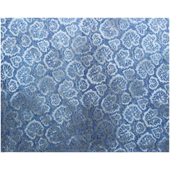 Denim Blue Wool Floral Hand Tufted Non Skid Area Rug Photo 2