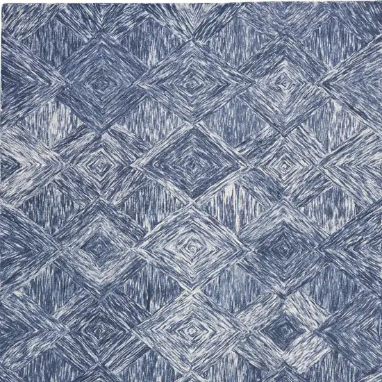 Denim Blue and Ivory Wool Geometric Area Rug Photo 6