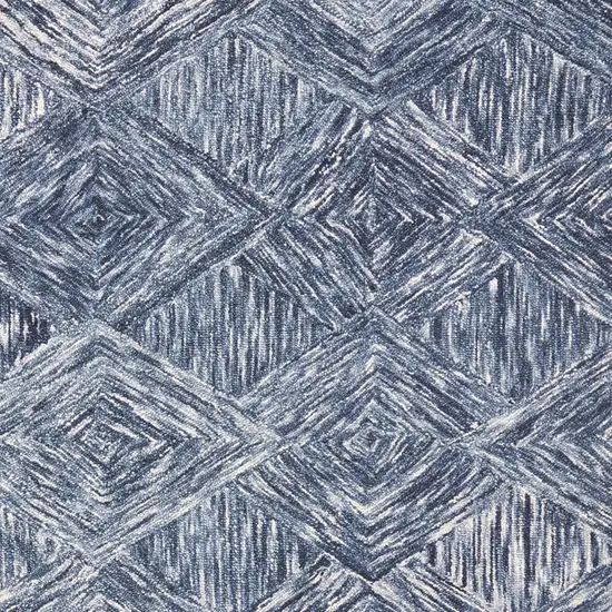 Denim Blue and Ivory Wool Geometric Area Rug Photo 3