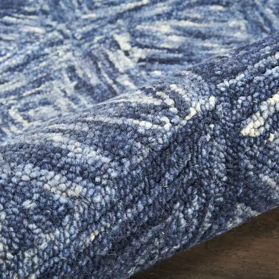 Denim Blue and Ivory Wool Geometric Area Rug Photo 9