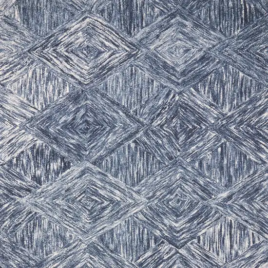 Denim Blue and Ivory Wool Geometric Area Rug Photo 4