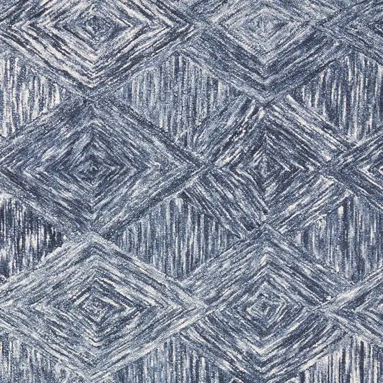 Denim Blue and Ivory Wool Geometric Area Rug Photo 5