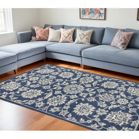 Denim Floral Vine Uv Treated Indoor Area Rug Photo 1