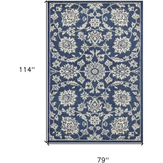 Denim Floral Vine Uv Treated Indoor Area Rug Photo 6