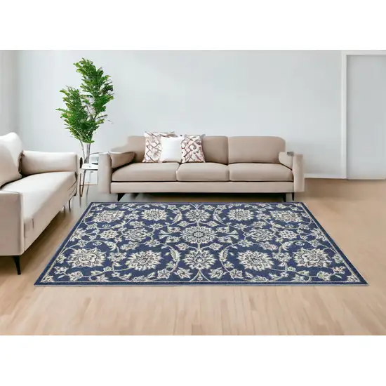 Denim Floral Vine Uv Treated Indoor Area Rug Photo 2