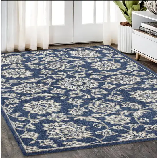 Denim Floral Vines Uv Treated Area Rug Photo 1