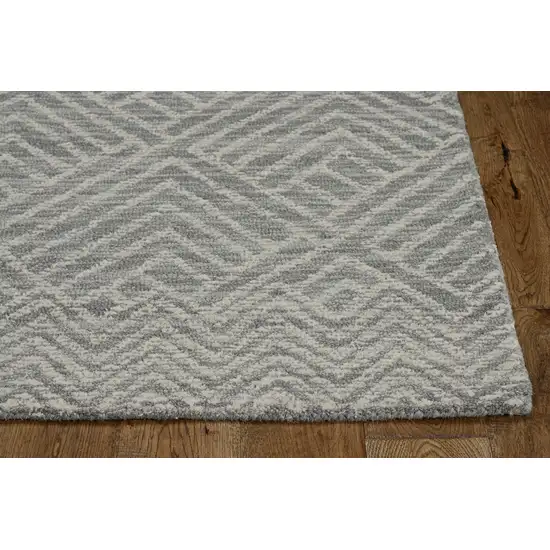 Denim Geometric Tiles Wool Runner Rug Photo 1