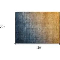 Photo of Denim and Gold Ombre Washable Non Skid Indoor Outdoor Area Rug