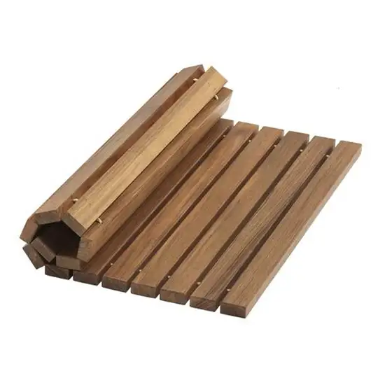 Designer Roll Up Genuine Teak 2' x 3' Mat Photo 1