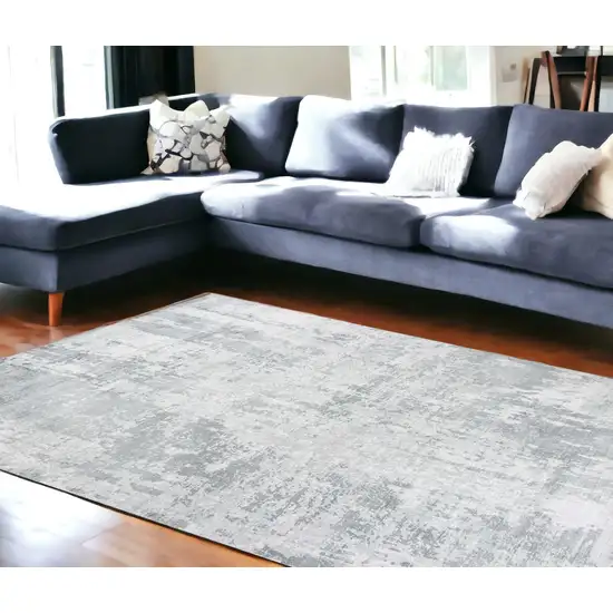 8'X10' Dew Grey Hand Loomed Abstract Brushstroke Indoor Area Rug Photo 1