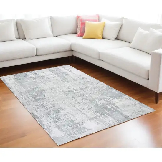 9'X12' Dew Grey Hand Loomed Abstract Brushstroke Indoor Area Rug Photo 1