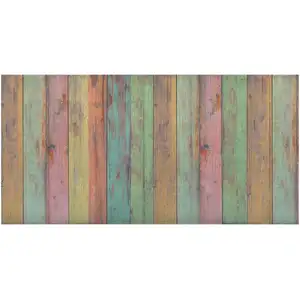 Photo of Distressed Aqua Green And Pink Printed Vinyl Area Rug With UV Protection