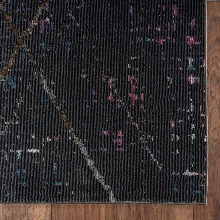 Distressed Black Abstract Area Rug Photo 3