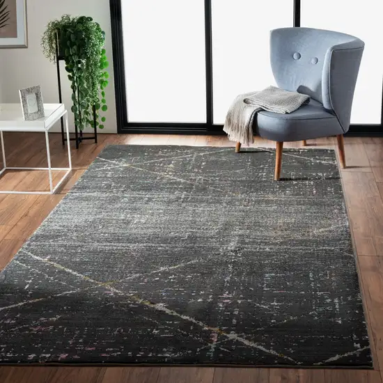 Distressed Black Abstract Area Rug Photo 9