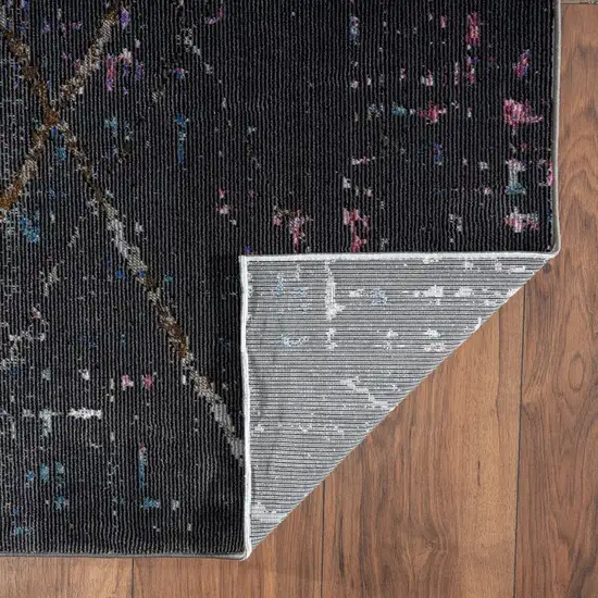 Distressed Black Abstract Area Rug Photo 6