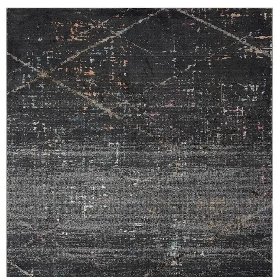 Distressed Black Abstract Area Rug Photo 4