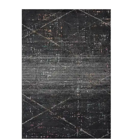 Distressed Black Abstract Area Rug Photo 1