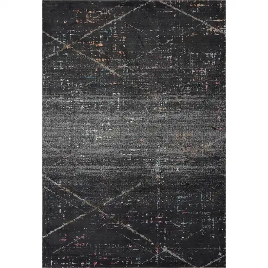 Distressed Black Abstract Area Rug Photo 1