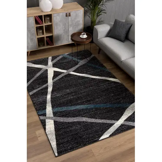 Distressed Black and Gray Abstract Area Rug Photo 6