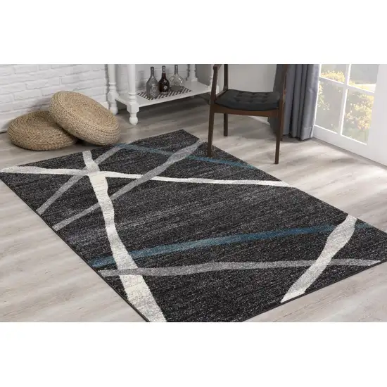Distressed Black and Gray Abstract Area Rug Photo 7
