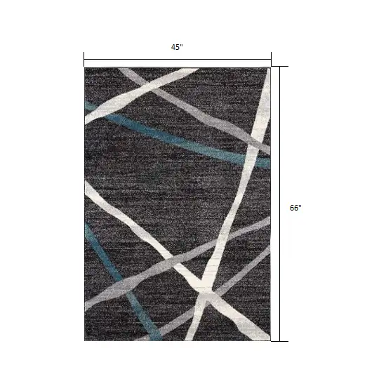Distressed Black and Gray Abstract Area Rug Photo 1