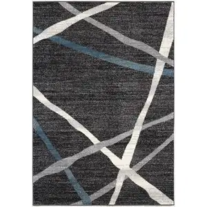 Photo of Distressed Black and Gray Abstract Area Rug