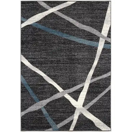 Distressed Black and Gray Abstract Area Rug Photo 1