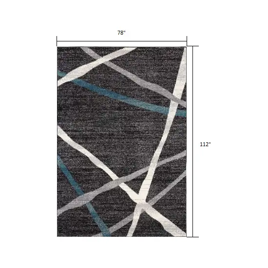 Distressed Black and Gray Abstract Area Rug Photo 1