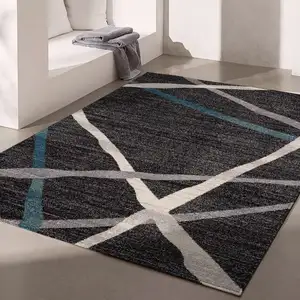 Photo of Distressed Black and Gray Abstract Area Rug