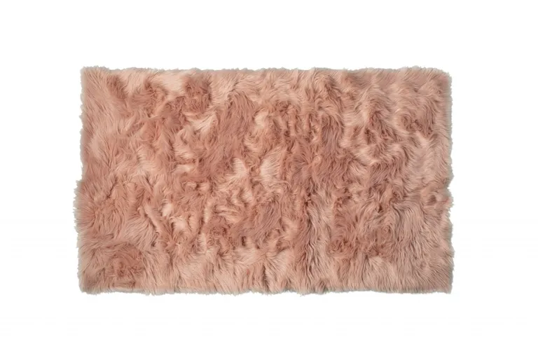 Dusty Rose Faux Fur Non Skid Area Rug Photo 3