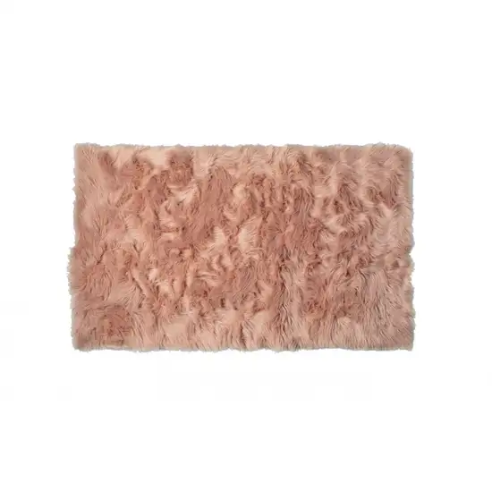 Dusty Rose Faux Fur Non Skid Area Rug Photo 3