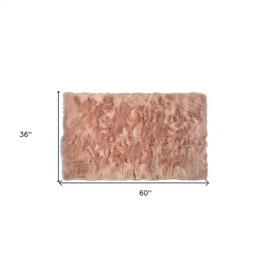 Dusty Rose Faux Fur Non Skid Area Rug Photo 6