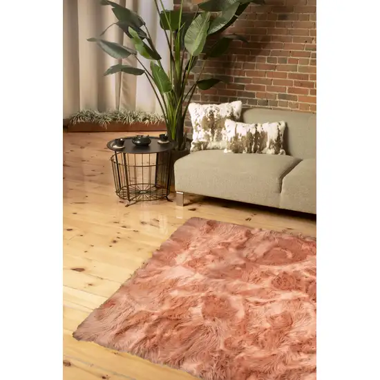 Dusty Rose Faux Fur Non Skid Area Rug Photo 1