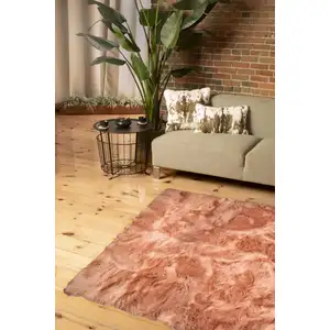 Photo of Dusty Rose Faux Fur Non Skid Area Rug