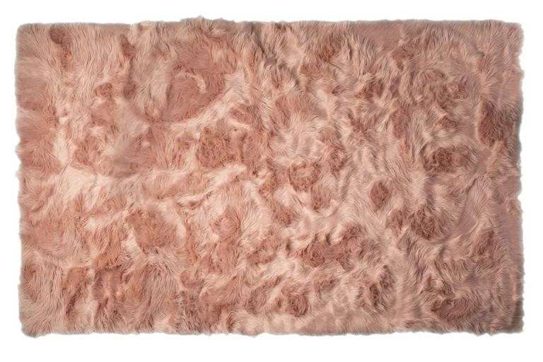 Dusty Rose Faux Fur Non Skid Area Rug Photo 3