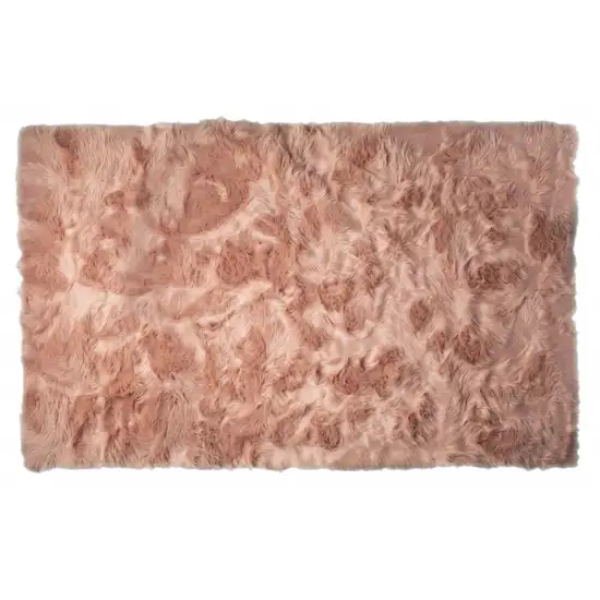 Dusty Rose Faux Fur Non Skid Area Rug Photo 3