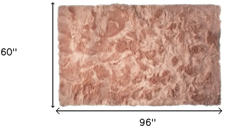 Dusty Rose Faux Fur Non Skid Area Rug Photo 4