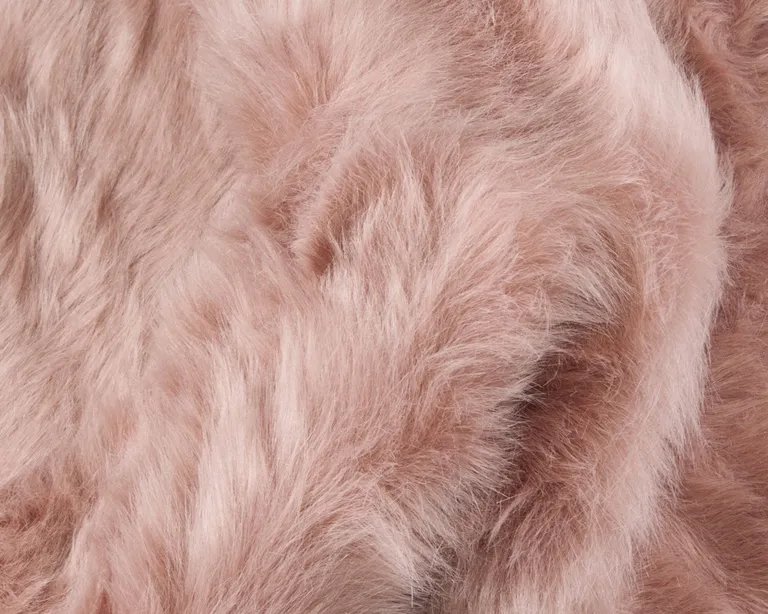 Dusty Rose Faux Fur Non Skid Area Rug Photo 2