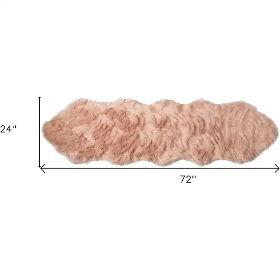 Dusty Rose Faux Fur Washable Non Skid Area Rug Photo 5