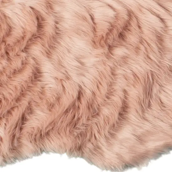 Dusty Rose Faux Fur Washable Non Skid Area Rug Photo 3