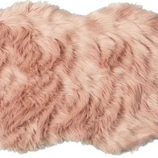 Dusty Rose Faux Fur Washable Non Skid Area Rug Photo 4