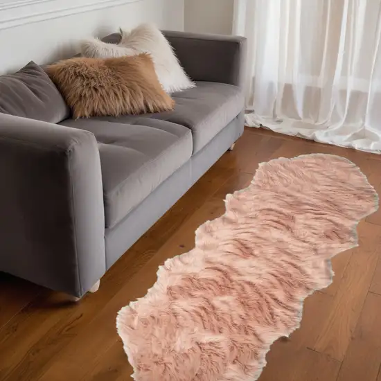 Dusty Rose Faux Fur Washable Non Skid Area Rug Photo 1