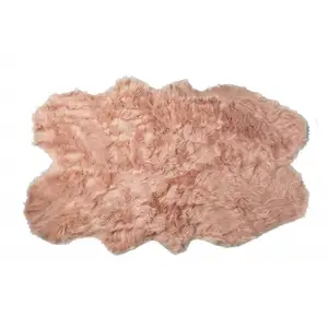 Photo of Dusty Rose Faux Fur Washable Non Skid Area Rug