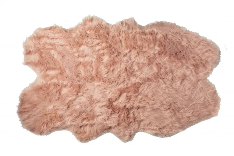 Dusty Rose Faux Fur Washable Non Skid Area Rug Photo 1