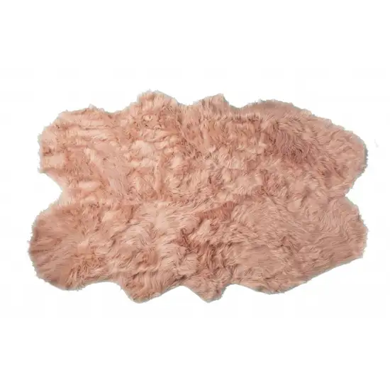 Dusty Rose Faux Fur Washable Non Skid Area Rug Photo 1