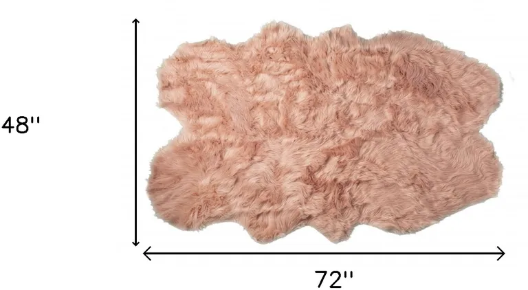 Dusty Rose Faux Fur Washable Non Skid Area Rug Photo 4