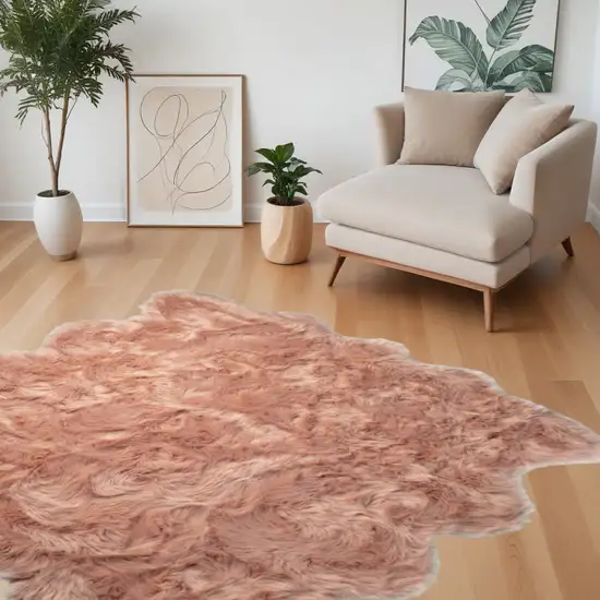 Dusty Rose Faux Fur Washable Non Skid Area Rug Photo 1