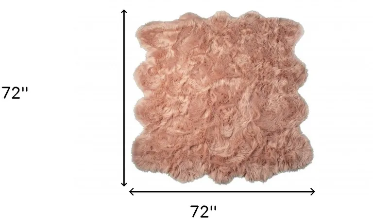 Dusty Rose Faux Fur Washable Non Skid Area Rug Photo 4