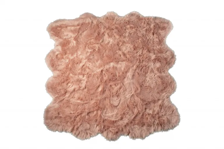 Dusty Rose Faux Fur Washable Non Skid Area Rug Photo 1